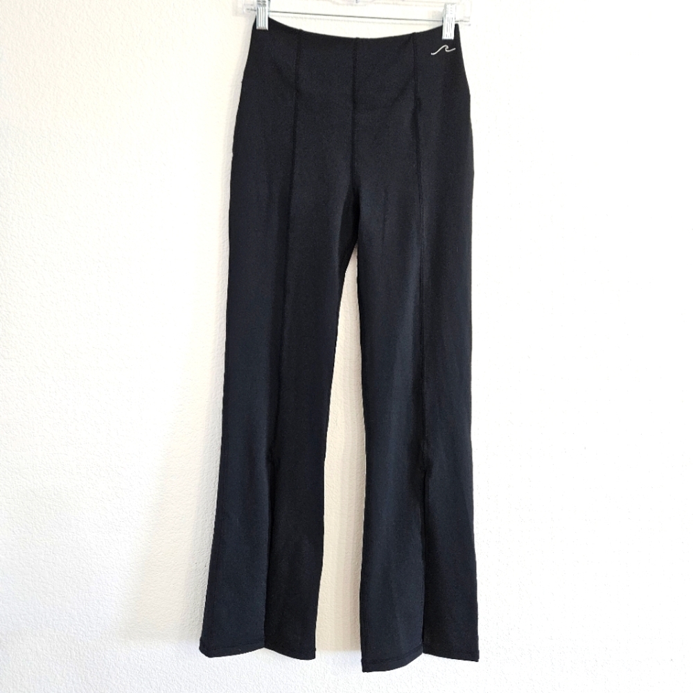 Waev Sports Black Split Hem Flare Yoga Leggings Size Large